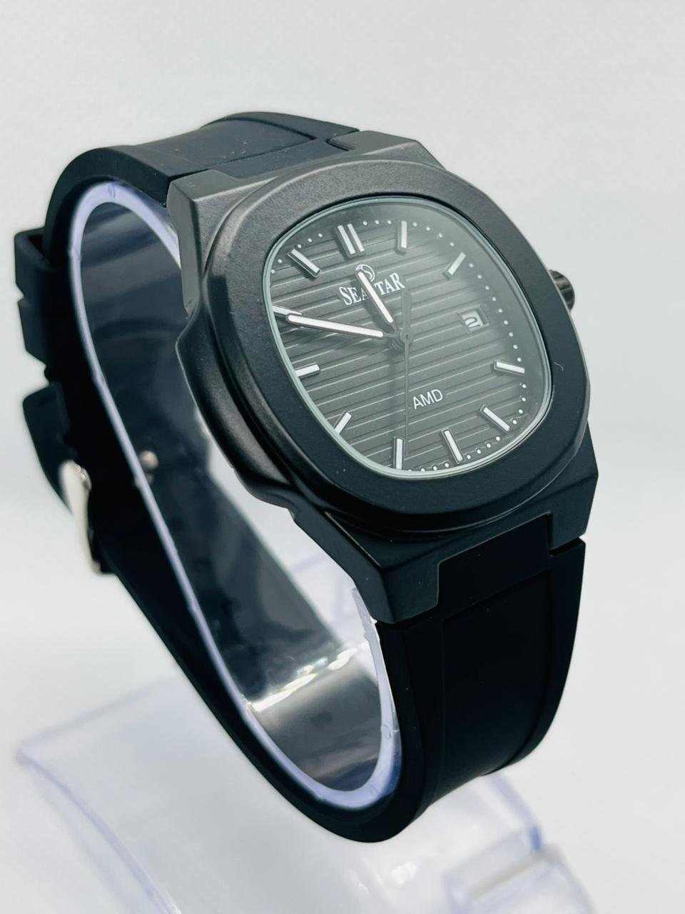 SEASTAR SS-2443M MEN's BLACK SILICONE STRAP WATCH - Image 2