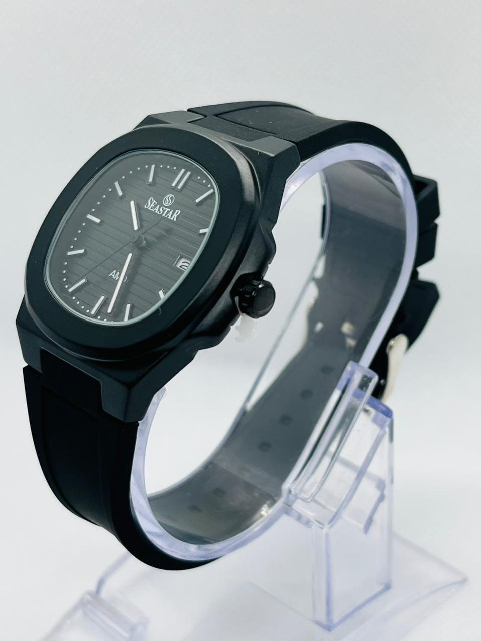 SEASTAR SS-2443M MEN's BLACK SILICONE STRAP WATCH - Image 3