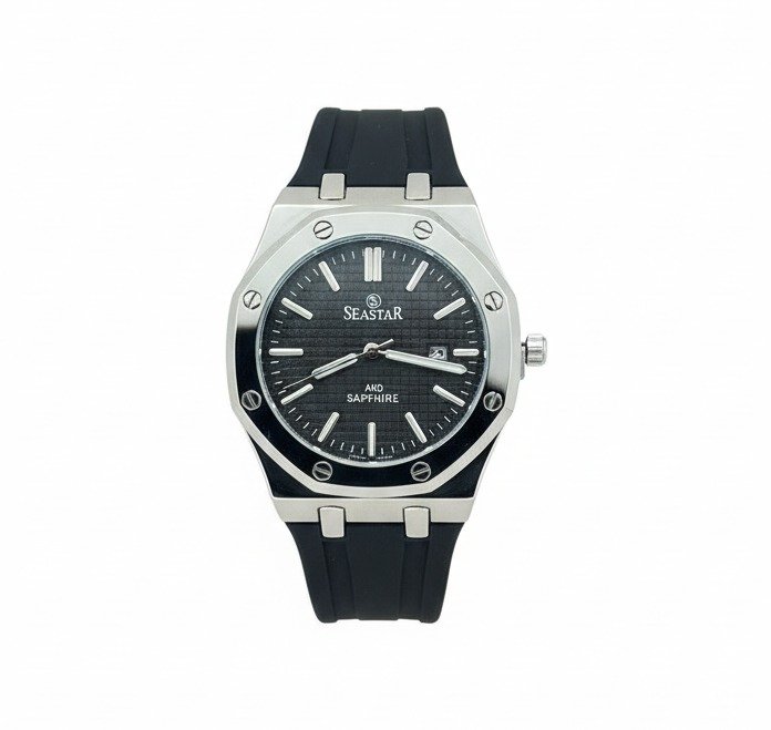 SEASTAR AMD SAPPHIRE MEN'S BLACK SILICONE WATCH